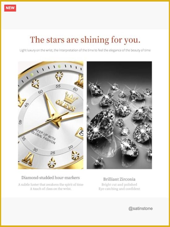 Women\'s Stainless Steel Quartz Watch with Date, Luminous Dial, Water Resistant main image 6